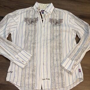 Men's English Laundry Wicks Shirt Large Embroidered Button Down Angel Cherub